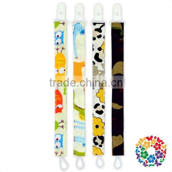 elastic loop cotton ribbon white plastic pacifier clip