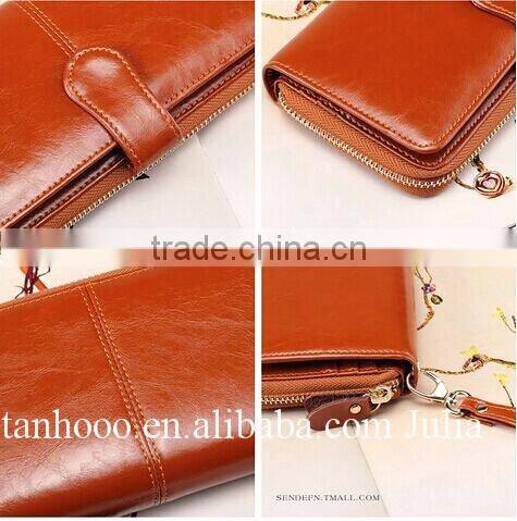 Women leather wallet/zipper ticket wallet/long purse