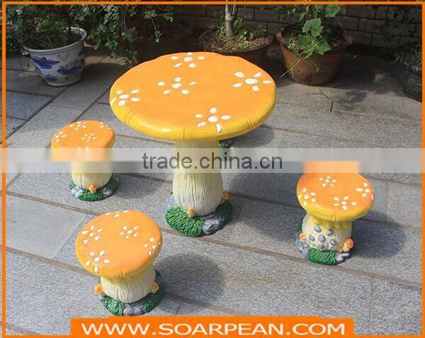 Garden/Kindergarten Furniture Set Fiberglass Mushroom Table Chairs