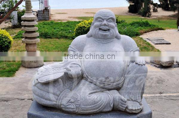 Chinese stone antique hand made carved marble laughing buddha garden statues