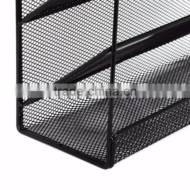 2017 amazon popular design black metal mesh Wall Mount Literature Paper Magazine File Holder