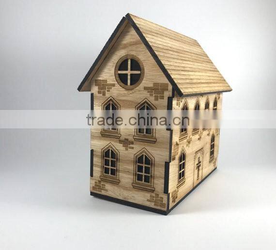 Wooden House Night Light - Tea Light Holder