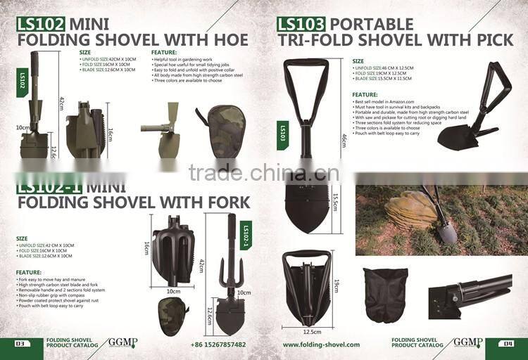 Compact Military Shovel Army Gear Tri Folding Shovel