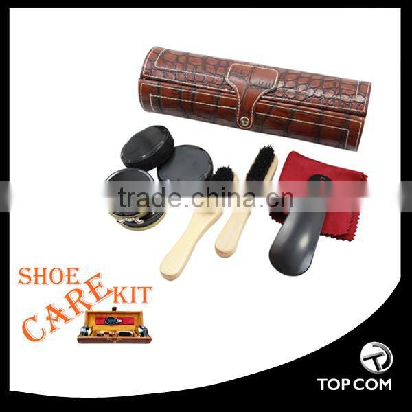 black shoe polish PU leather travel shoe shine kits