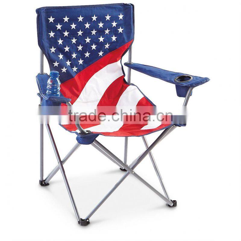 Folding Camping Chair With Flag Painted