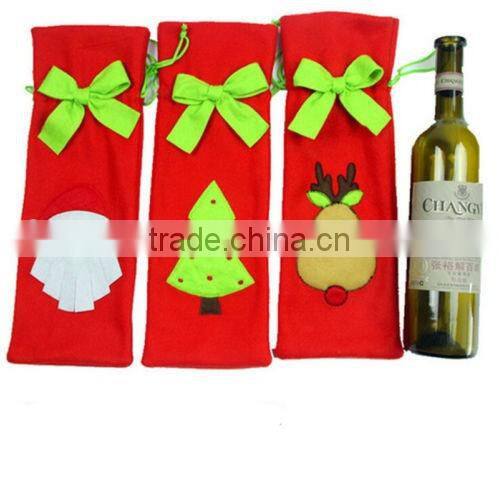 2016 new cheap Christmas Decorations Red Santa Tree Wine Bottle Cover Bags Dinner Party Gift