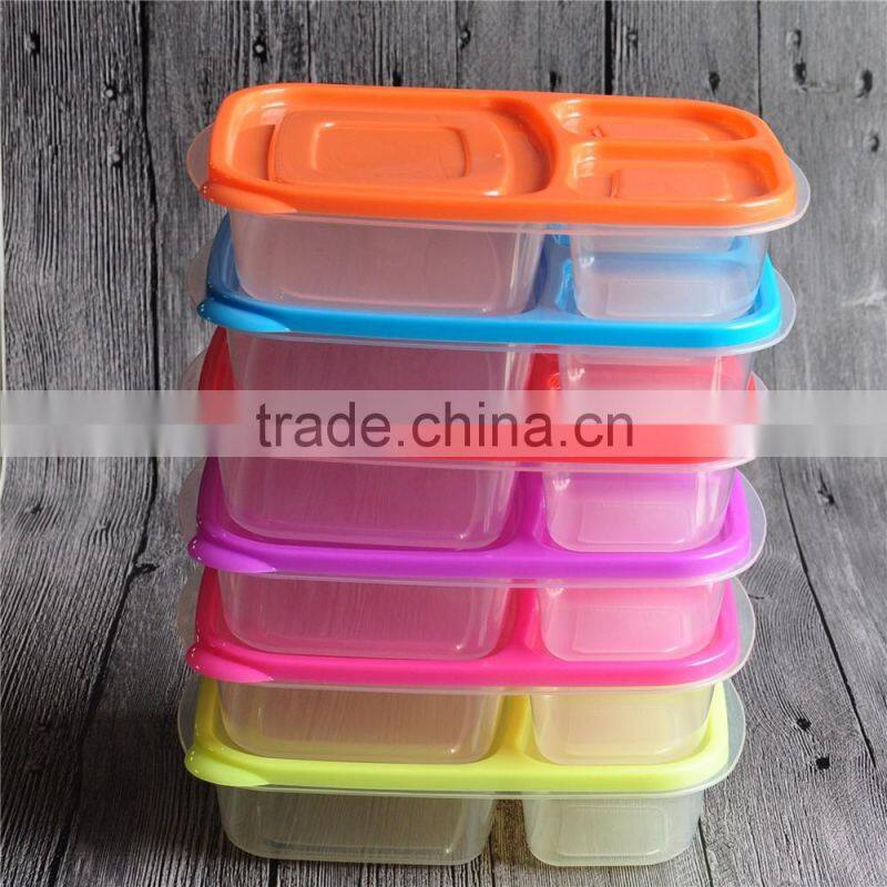China Microwave Food Grade 3 Compartment Plastic Storage Box