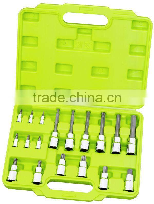CF598305: 18pcs 1/4 and 1/2" drive socket and bit socket set