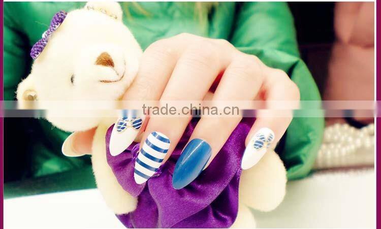 2016 Newest full cover factory nail supplies colorful stiletto nail tips
