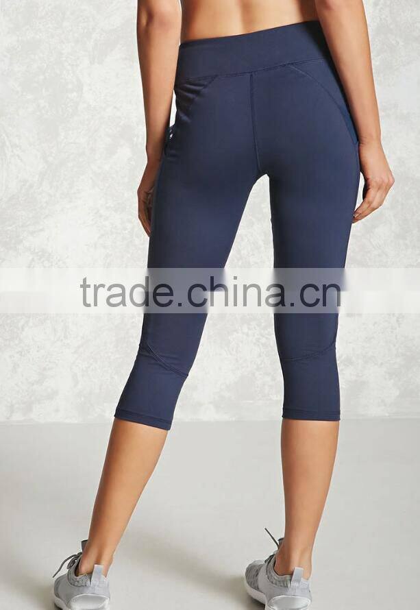 Active Sports Running Gym Women Capri Leggings Knee Length Tight Polyester Fashion Custom Made Compression Tights