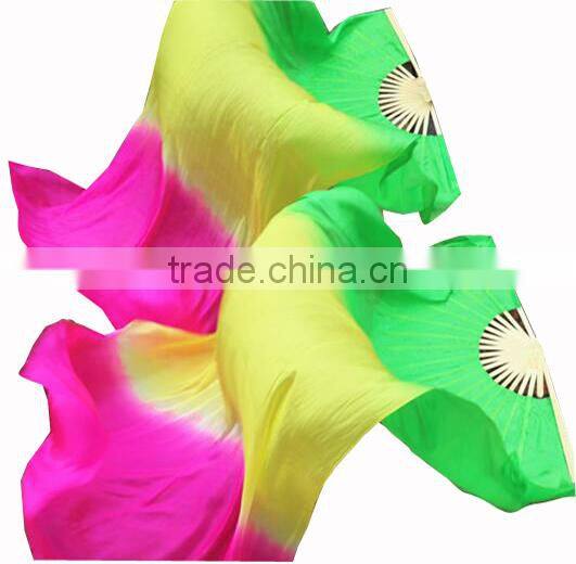 180CM 150CM 100% silk belly dance silk fan veils ombre silk fan veils
