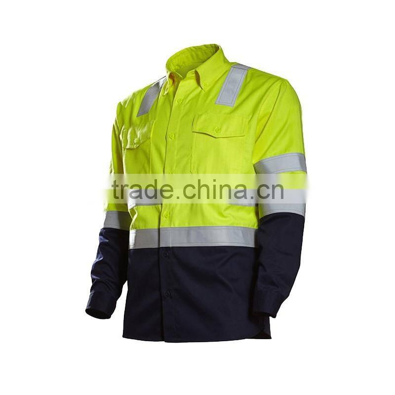 Long sleeve High Vis reflective cotton shirts for work mens shirts