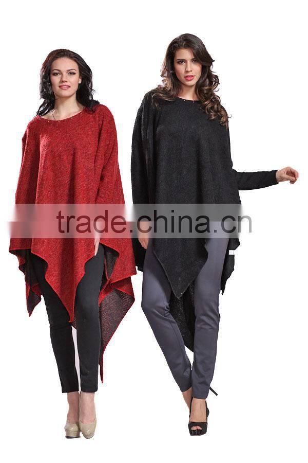 New Arrival Fashion Women Long Sleeve Knitted Sweater Poncho