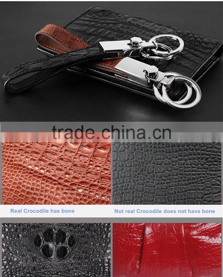 New Fashion Luxury Real Crocodile Skin Leather Key Ring Holder Top Selling Popular Custom Logo Car Key Chain