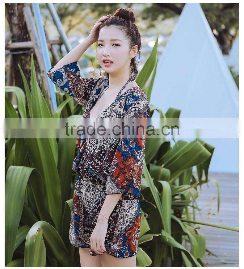 Three pieces bikini sets bohemia school girls beach wear