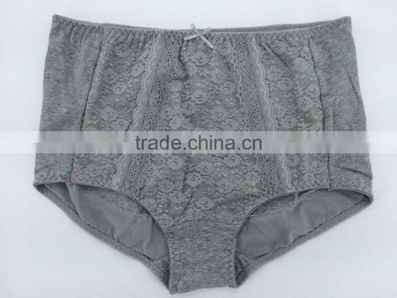 Fashion Style! 2015 New Arrival Heather Grey Color Briefs With Lace Comfortable Wearing Big Size Women Mommy Pants