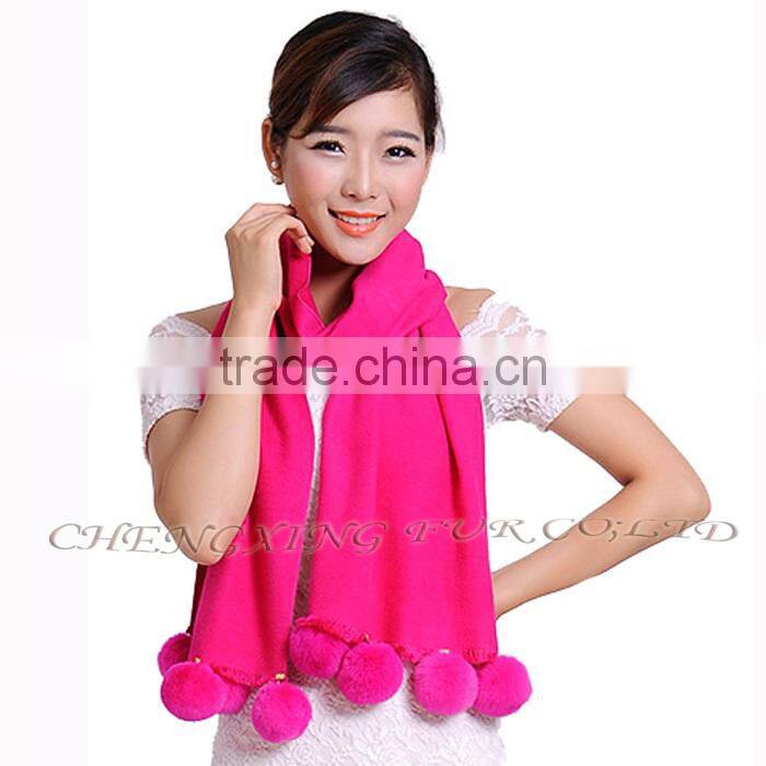 CX-B-P-42A Fur Decora Fashion Women Shawl Pashmina Scarves