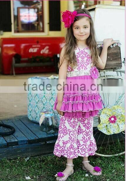 The latest fashion kids boutique clothing little girl ruffle outfit