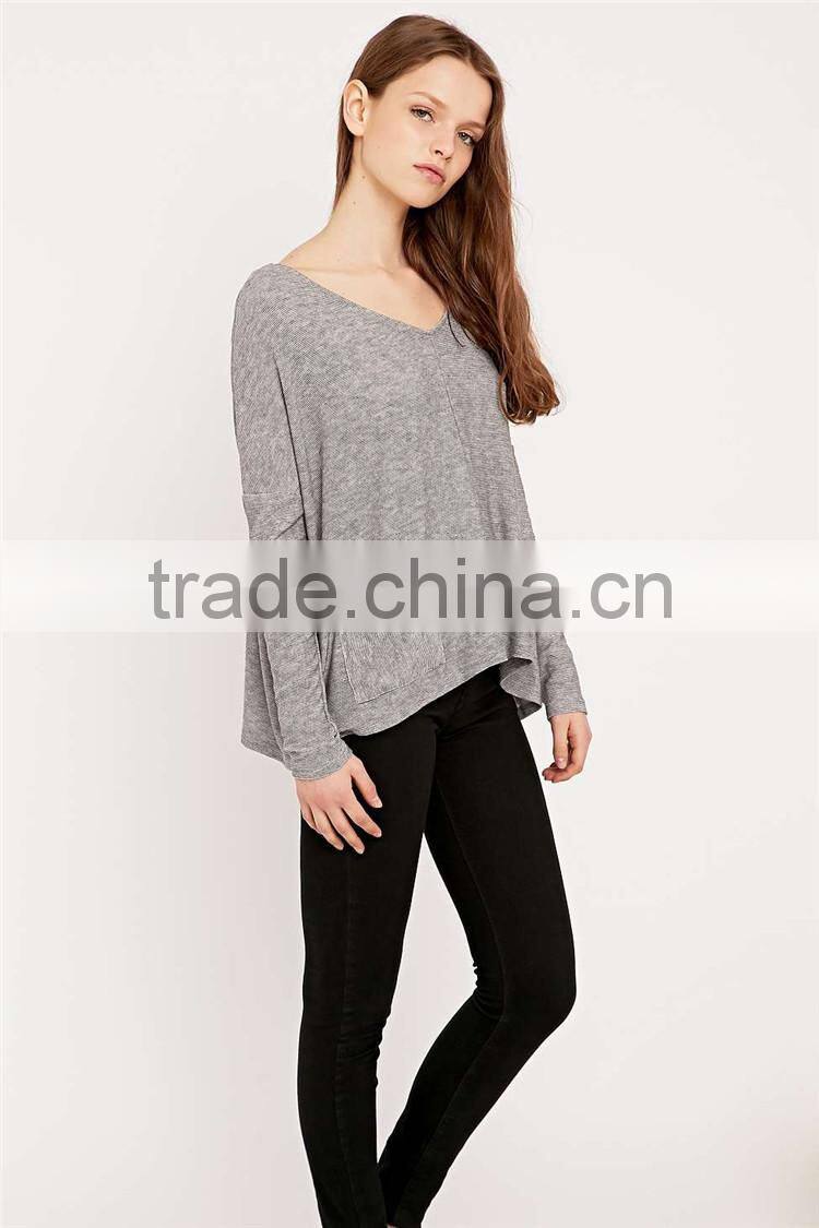 Stylish t shirts design loose neck t shirts of custom long sleeve t shirts for men
