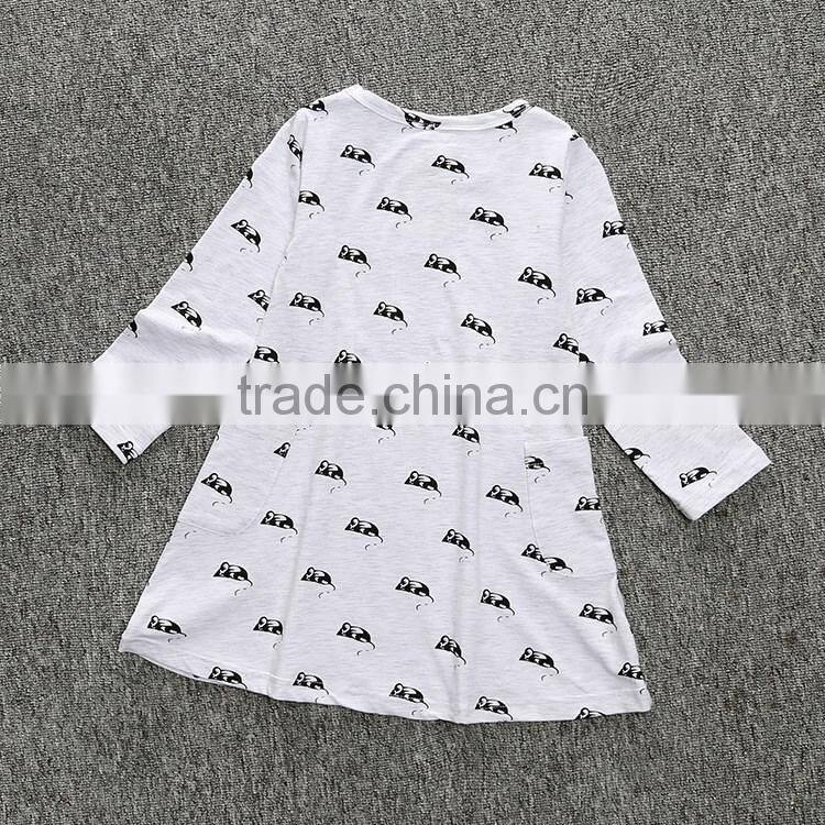 Priting Cartoon Mouse Boutique Girls Plain Cotton Dress