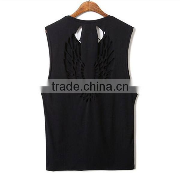 Wholesale Cheap Round Collar Black color cotton vest for men