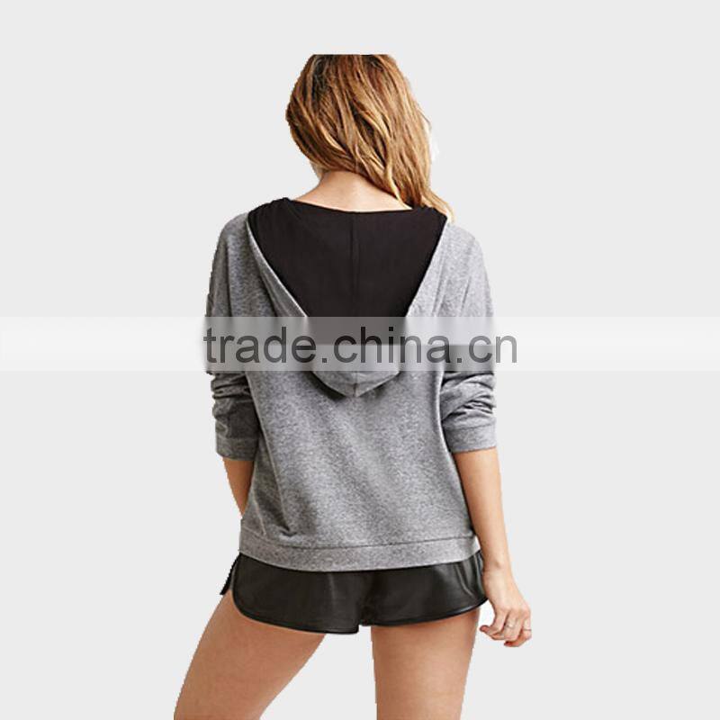 2015 Ladies New Fashion Hoodies 100%Jersey zipper up
