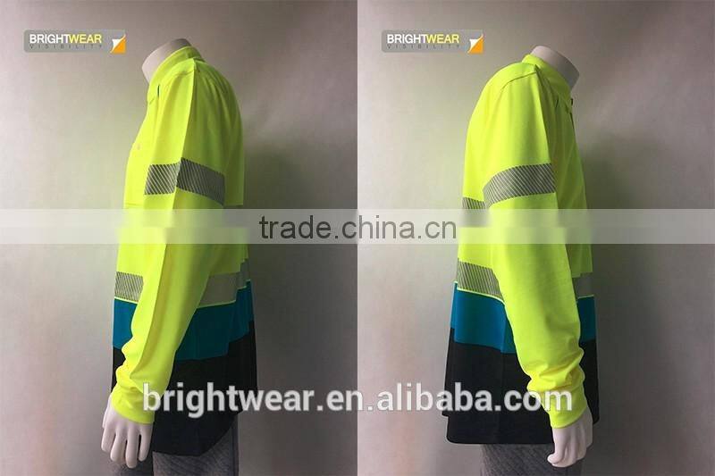 China factory contrast color reflective safety traffic high visibility polo shirt