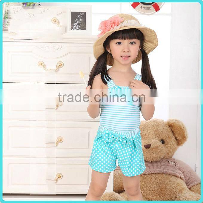 New Baby Girls Swimwear 2016 Newest Summer Kids 3 Colors PA And PU Spring Toddle Stripe Swimming Suit Children Wear SR40416-7P