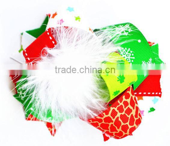 2014 christmas hair bow for kids, baby christmas hair bows