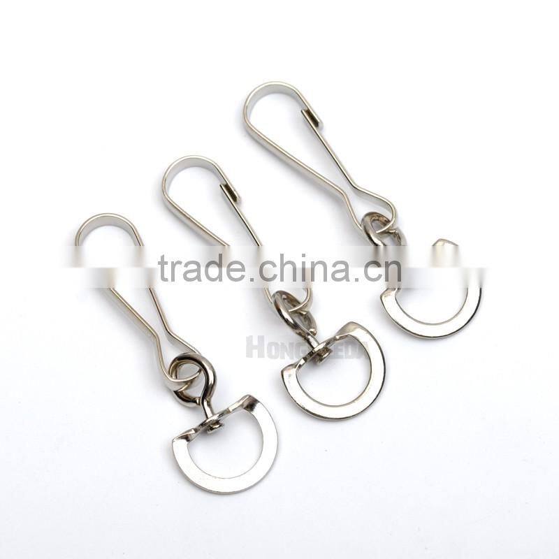 14mm Metal Iron Swivel Clasps Snap two hooks rings Key Hooks DIY Key Chain Ring nickle color HK-015