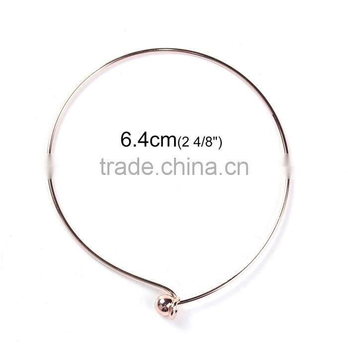 Copper Expandable Bangles Bracelets Round Single Bar Rose Gold
