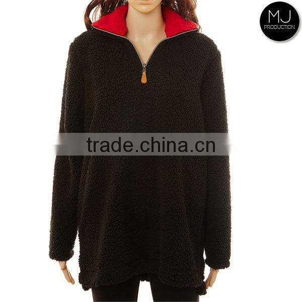 FACTORY Monogrammed Knitted Quarter Zip Style Sherpa Fleece Pullover