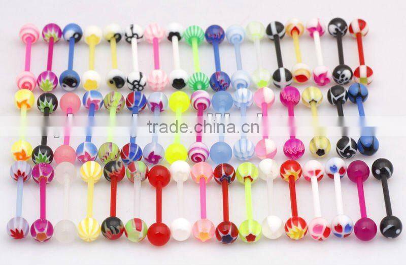 Hot Print Uv Acrylic Barbell Tongue Ring Piercing Body Jewelry Manufacturer