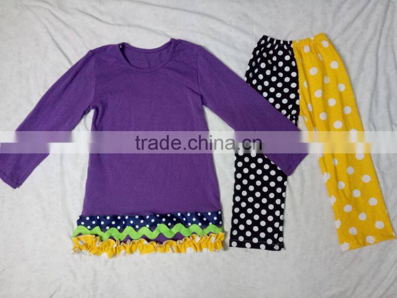 Fall Baby Clothes Girls Orange Top and Pant Ruffle Outfits For Kids in Halloween