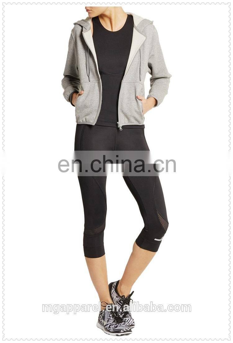 wholesale OEM hooded sweatshirt cotton blend jersey cropped top hoodie