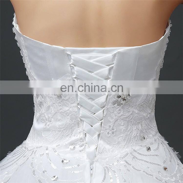 HS1618 New Luxury Sexy Sweetheart Strapless Applique Beaded Chapel train Tulle Wedding Dresses Wedding dress Bridal Gowns Dress