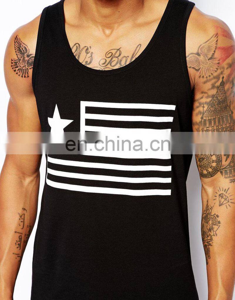 Vest With Flag Print/front print custom designs tshirt/high fashion men clothing/model-sc307