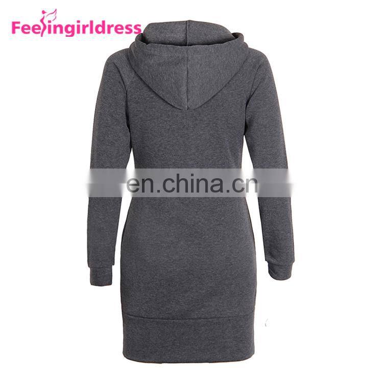 Hot Sale Plain Colour Pullover Winter Sweater Womens Hoodie Dress Long Sleeve