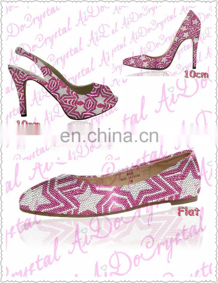 Aidocrystal Fashion high heel hidden platform shoes and bags stylish fushia pink party shoes