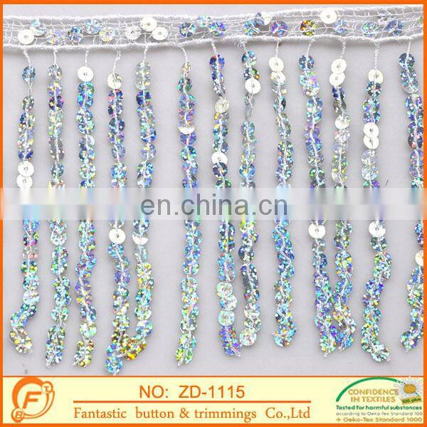 bling bling blue sequins tassel for women garments accessories