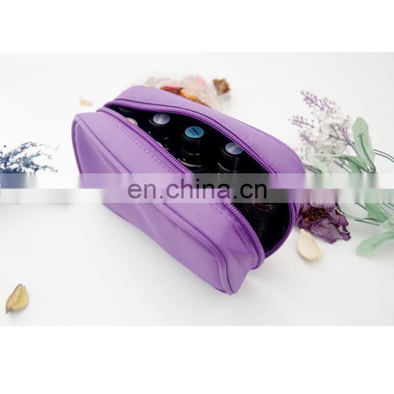 China 2016 hotsale essential oil bottle fancy cosmetic canvas travel bag for 10 bottles
