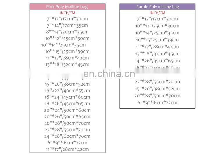 custom cheap purple plastic shipping envelopes bags for clothing