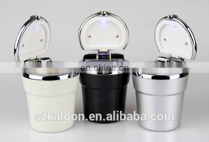 portable universal black/ white auto led lighted car ashtray