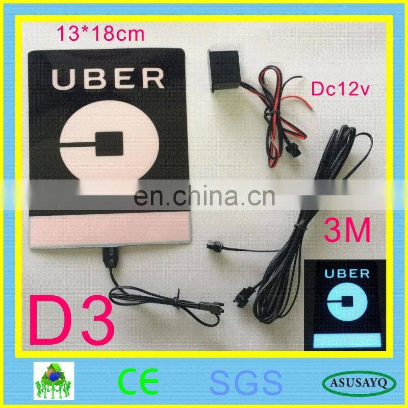Uber el flashing car sticker glow car sticker on can window with 2AA battery inverter free shipping new uber
