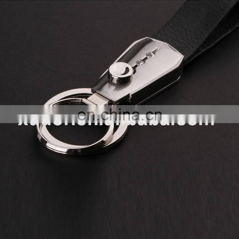2016 New design push button leather key chains with decorative rhinestones