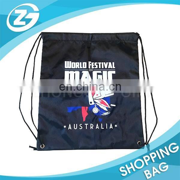 Small Size Cheap New Year Promotion Black Polyester Draw String Backpacks for Kids