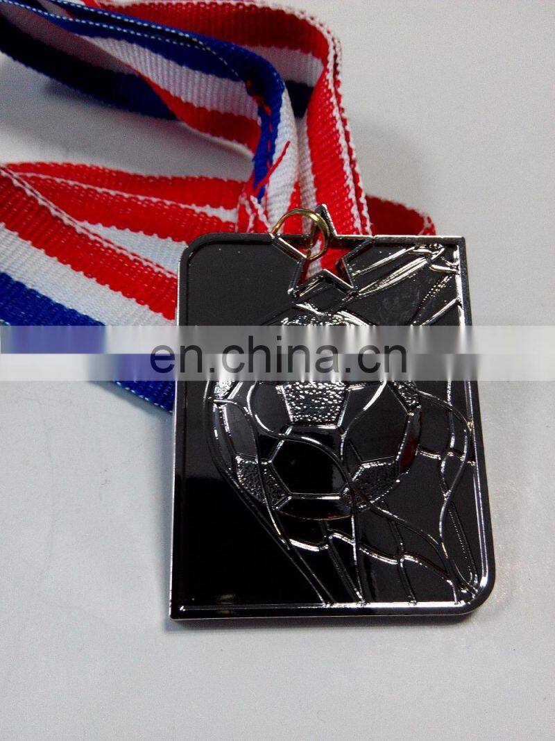 shiny silver plated custom medal for football sport event enbossed figures offered