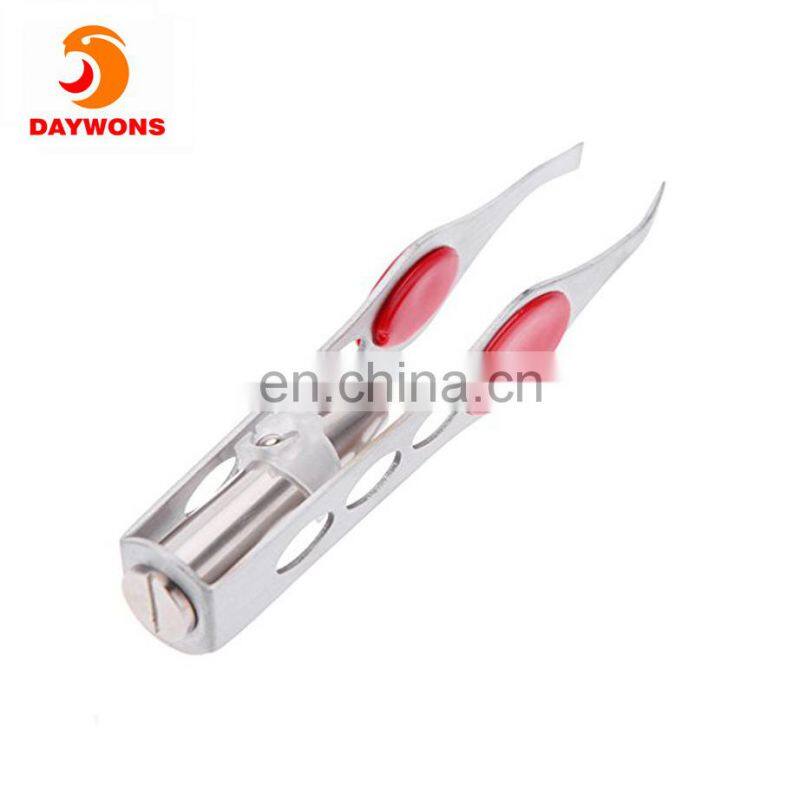 Amazon Hot Selling Make Up LED Light Eyelash Eyebrow Tweezers Precision Hair Removal Lighted Tweezer