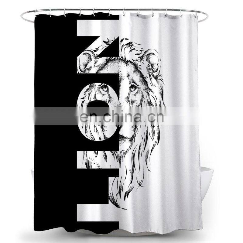 Waterproof Polyester Fabric Bathroom Animal Printed Shower Curtain