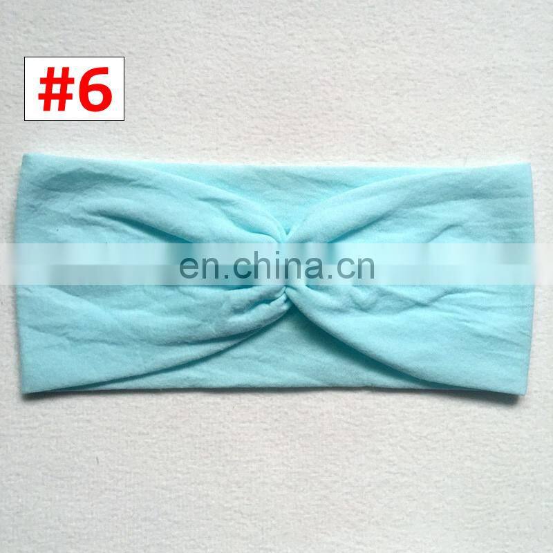 Girl Solid Nylon headband Kids concise handmade headwear 10colors